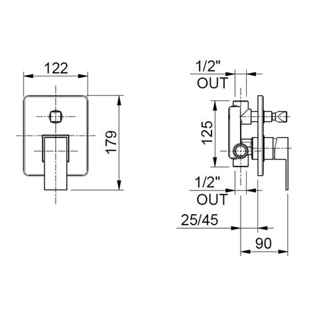 Miscelatore doccia incasso 2 vie automatico Manhattan