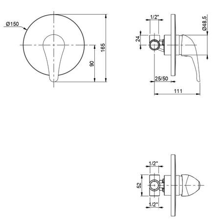 Miscelatore doccia incasso cromato 1 via Star