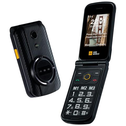 AGM Cellulare Flip M8 waterproof ip68 4G supporta micro sd sino a 128GB Doppia SIM 2.8 resistente agli urti 1500 mAh Colore Nero