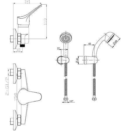 Gruppo doccia esterno cromato Star