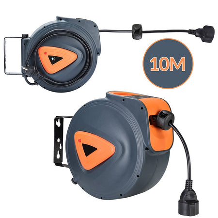 Prolunga Avvolgicavo Elettrico 10mt Presa Shucko Riavvolgimento automatico Freno