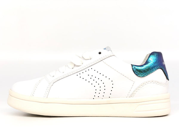 GEOX Sneaker bambina J DJrock G bianca e azzurro cromato