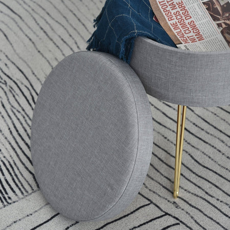 Pouf Contenitore 2 in 1 con Funzione Sgabello e Tavolino, in Legno e Tessuto Grigio, Metallo con Finitura Oro, 36x36x45cm camera da letto elegante negozio F838-033V70A