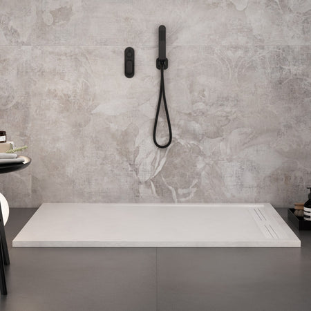 Piatto doccia in marmo resina Bianco pietra cemento GRID