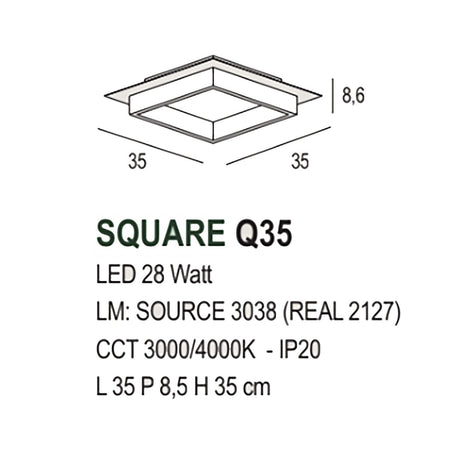 Plafoniera Promoingross SQUARE Q35 WH LED CCT lampada soffitto moderna