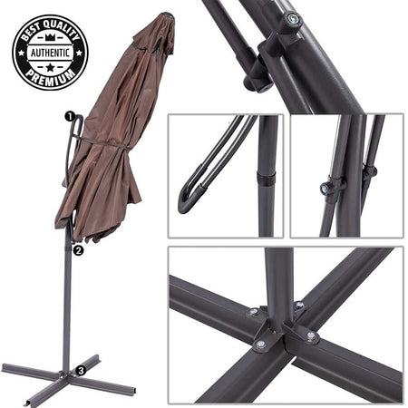 Ombrellone da Giardino Sistema Apri&Chiudi Decentrato 3 mt Impermeabile Tortora Airvent