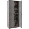 Mobile Armadio 2 Ante 71x38 H 182 cm 6 Ripiani Porta Scarpe Multiuso colore Cemento