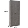 Mobile Armadio 2 Ante 71x38 H 182 cm 6 Ripiani Porta Scarpe Multiuso colore Cemento