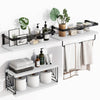 Kit 3 Mensole da Parete Legno e Metallo Bianco Versatili Salvaspazio Cucina Bagno Camera