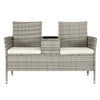 Divanetto Panca 2posti Giardino Patio Grigio in Polyrattan 123x54 H 82.5cm Hotel Bar