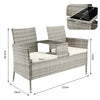 Divanetto Panca 2posti Giardino Patio Grigio in Polyrattan 123x54 H 82.5cm Hotel Bar