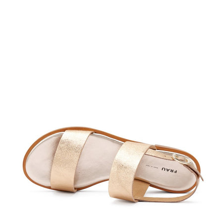 Frau sandali donna a doppia fascia in pelle laminata champagne 86X1