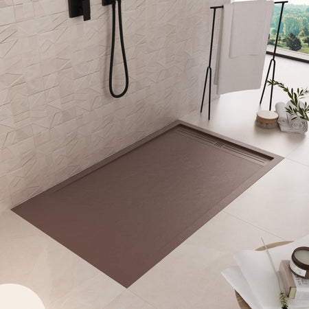 Piatto doccia in marmo resina Marrone pietra cemento GRID