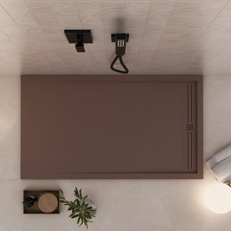 Piatto doccia in marmo resina Marrone pietra cemento GRID