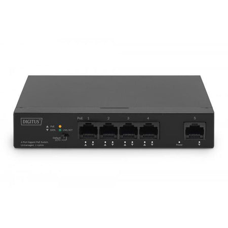 Digitus Switch Gigabit Ethernet PoE 4 porte PoE + 1 porta uplink, budget PoE 60W (DIGITUS Switch 4-Port PoE Gigabit Ethe)