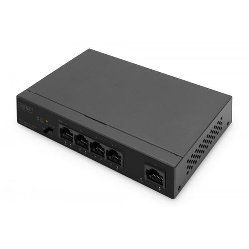 Digitus Switch Gigabit Ethernet PoE 4 porte PoE + 1 porta uplink, budget PoE 60W (DIGITUS Switch 4-Port PoE Gigabit Ethe)