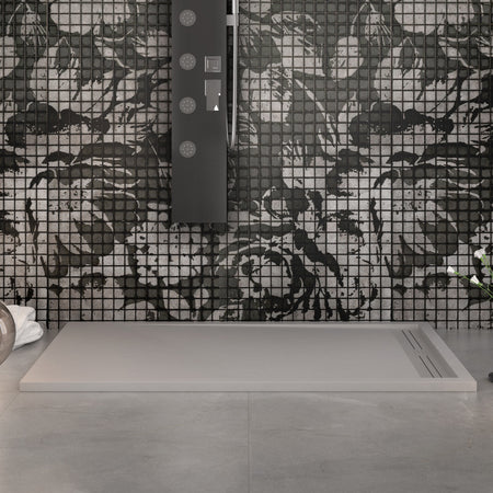 Piatto doccia in marmo resina Grigio Chiaro pietra cemento GRID