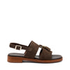 Frau sandali donna con nappine in pelle scamosciata t.moro 87D1
