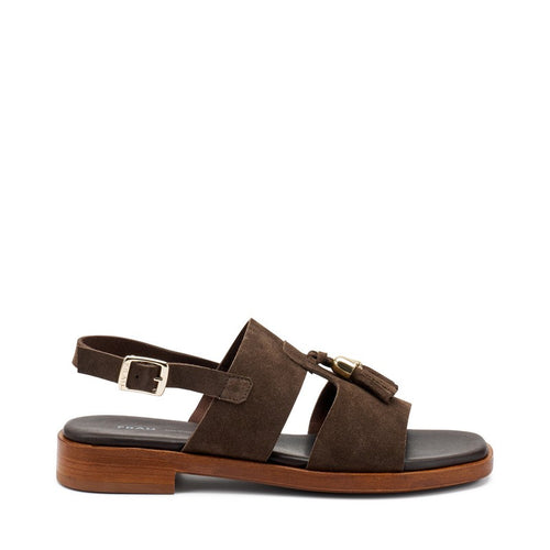Frau sandali donna con nappine in pelle scamosciata t.moro 87D1
