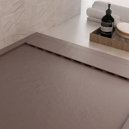Piatto doccia in marmoresina Marrone effetto pietra cemento PRESTIGE