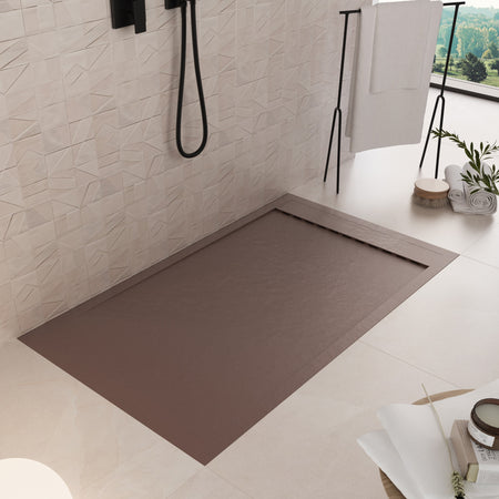 Piatto doccia in marmoresina Marrone effetto pietra cemento PRESTIGE