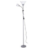 Piantana da Terra Ufficio Soggiorno Metallo Grigio Doppia Luce H.178cm Braccio Regolabile