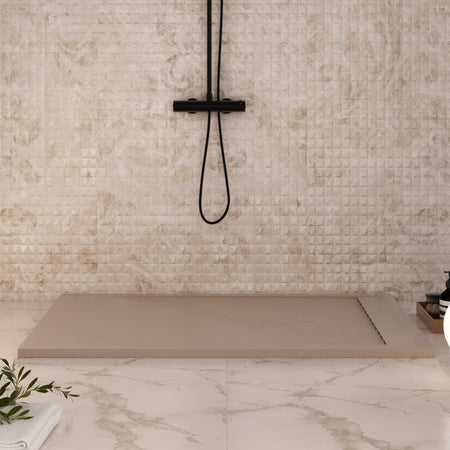 Piatto doccia in marmoresina Tortora effetto pietra cemento PRESTIGE