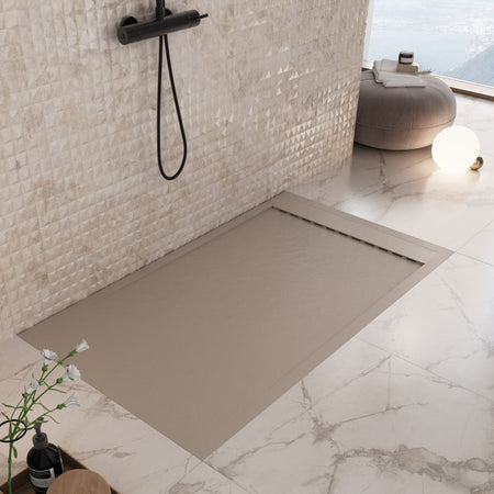 Piatto doccia in marmoresina Tortora effetto pietra cemento PRESTIGE