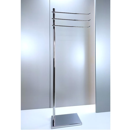 Piantana porta asciugamani bagno con porta salviette orientabili, base rettangolare - piantana da bagno