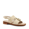 Frau sandali donna con nappine in pelle scamosciata cappuccino 87D1