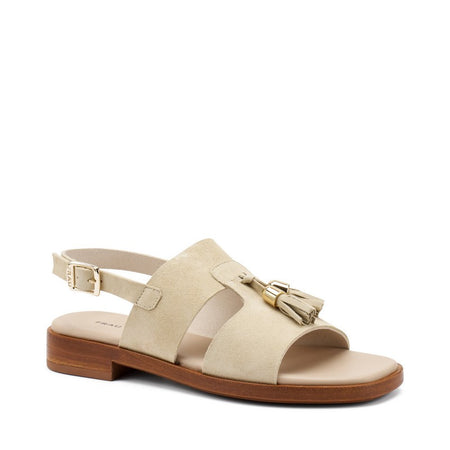 Frau sandali donna con nappine in pelle scamosciata cappuccino 87D1