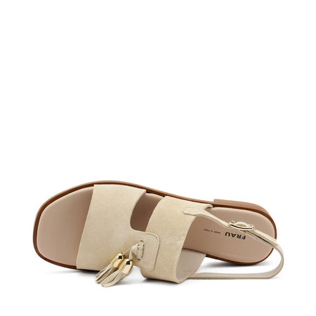 Frau sandali donna con nappine in pelle scamosciata cappuccino 87D1