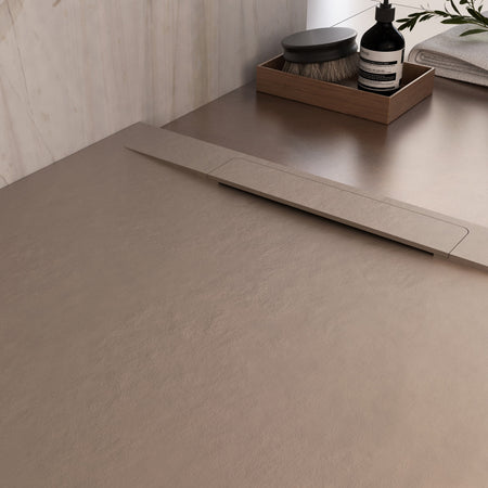 Piatto doccia in marmoresina Tortora effetto pietra cemento VINCENT