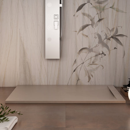 Piatto doccia in marmoresina Tortora effetto pietra cemento VINCENT