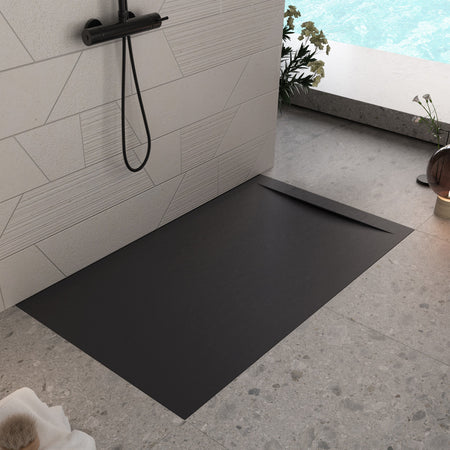 Piatto doccia in marmoresina NERO effetto pietra cemento VINCENT