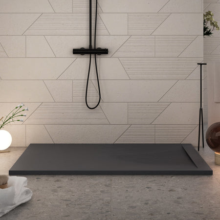 Piatto doccia in marmoresina NERO effetto pietra cemento VINCENT