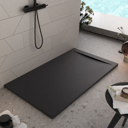 Piatto doccia in marmoresina NERO effetto pietra cemento VINCENT