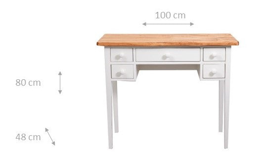 Biscottini Biscottini Tavolino Scrittoio Legno Massello Tiglio Bianco Anticato 100x80x80