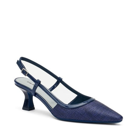 Frau slingback in raffia e vernice navy 81I3