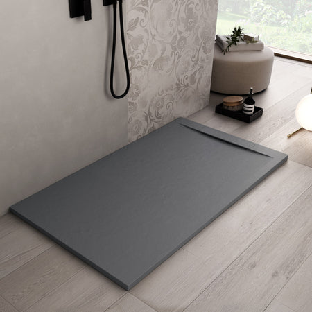 Piatto doccia in marmoresina Grigio Scuro effetto pietra cemento VINCENT