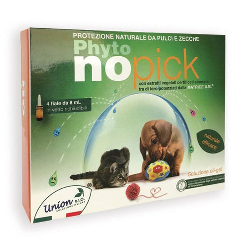 Protezione naturale contro pulci e zecche per cani Phyto No Pick 4 Fiale da 8ml
