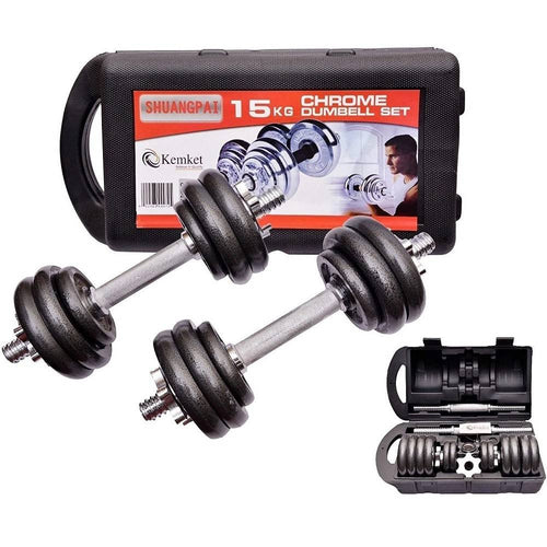 Set Manubri Regolabili Ghisa Da 15 Kg Per Bodybuilding Fitness Sollevamento Pesi