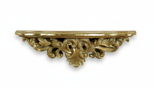 Biscottini Mensola in legno finitura foglia oro anticato Made in Italy L45xPR12,5xH14 cm