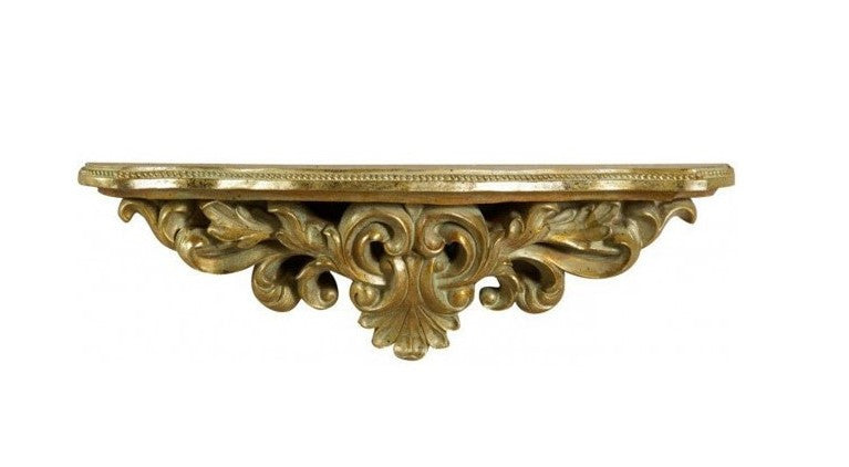 Biscottini Mensola Biscottini legno foglia oro anticato Made Italy 45x12.5x14 stile barocco