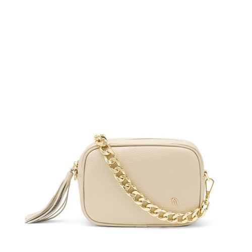 Frau borsa in pelle con catena col. crema B405