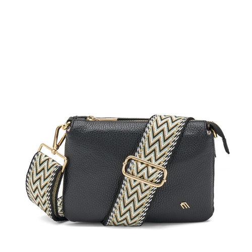 Frau borsa nero piccola in pelle con tracolla B410