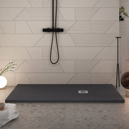 Piatto doccia in marmoresina Nero effetto pietra cemento PLUS