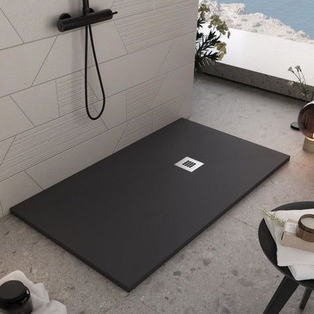 Piatto doccia in marmoresina Nero effetto pietra cemento PLUS