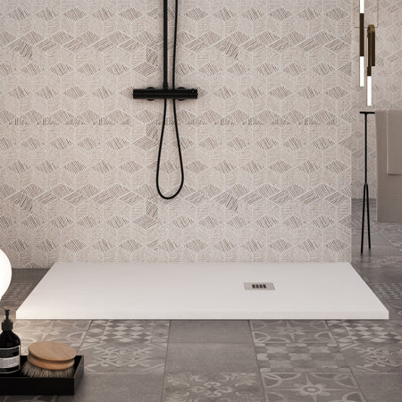 Piatto doccia bianco in marmoresina con griglia inox e Piletta Gratis - STAR PLUS