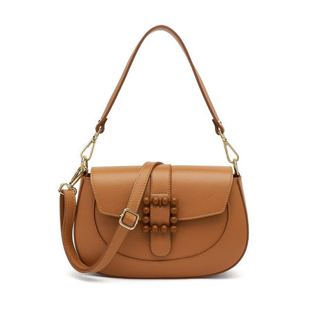 Frau borsa in pelle con accessorio col. cuoio B428